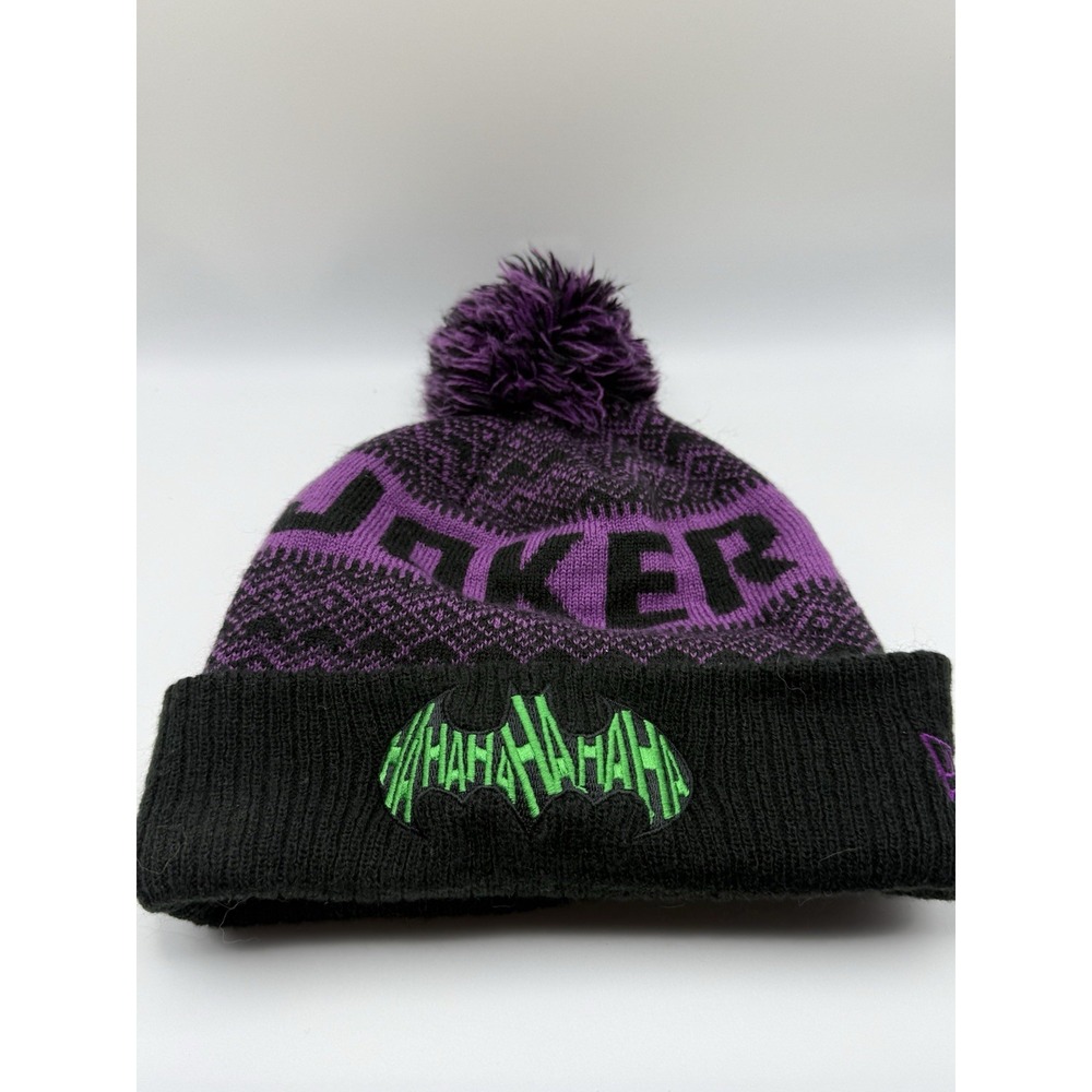 Hat Beanie Tuque Joker Ha Ha Ha With Pom Cuff New Era DC Comics Suicide Squad
